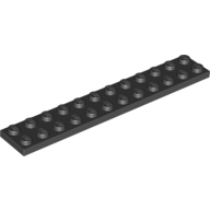 Lego destička 2x12, černá (244526)